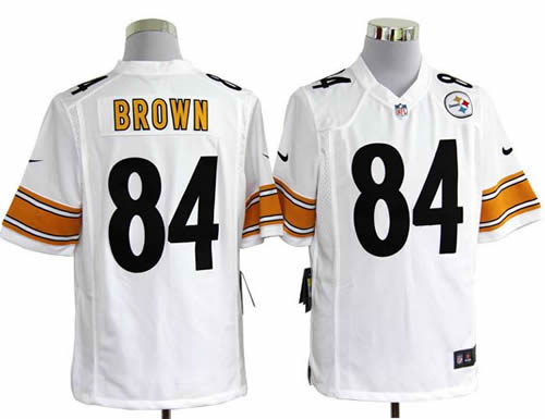 2012 NEW NFL Pittsburgh Steelers 84 Antonio Brown White Jerseys (Game)