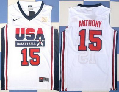 2012 USA Basketball Retro Jerseys #15 Carmelo Anthony White