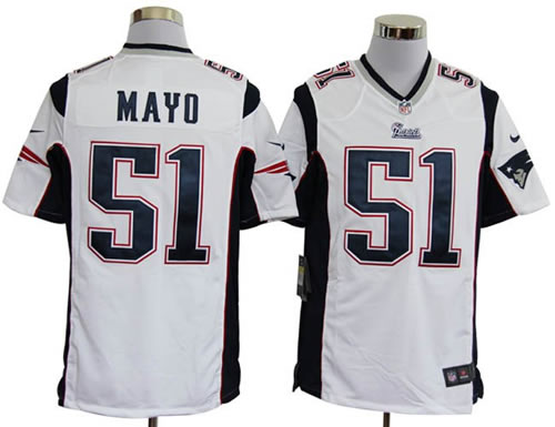 2012 NEW nfl new england patriots 51 jerod mayo white jerseys (game)