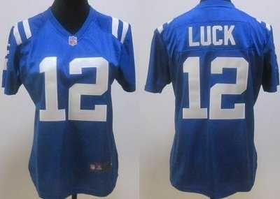 2012 women indianapolis colts #12 andrew luck blue nfl jerseys