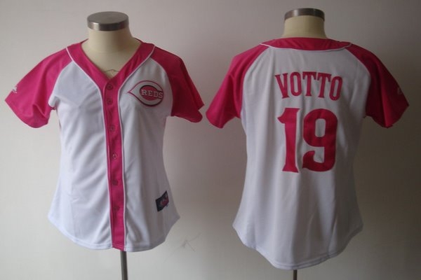 2012 women's cincinnati reds 19 votto pink splash fashion jersey by majestic athletic 2012 women's cincinnati reds 19 votto pink splash fashion jersey by majestic athletic