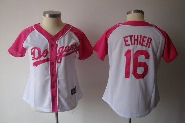 2012 women's los angeles dodgers 16 andre ethier pink splash fashion jersey by majestic athletic