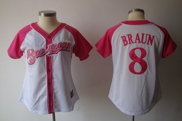 2012 women's milwaukee brewers 8 ryan braun pink splash fashion jersey by majestic athletic 2012 women's milwaukee brewers 8 ryan braun pink splash fashion jersey by majestic athletic