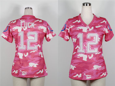 2013 Indianapolis Colts 12#Andrew Luck Women's Fashion Jersey-New Pink Camo