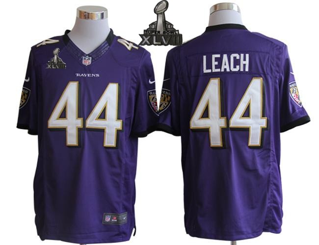 2013 NEW Super Bowl XLVII NFL Baltimore Ravens 44 Leach Purple Jerseys (Limited)