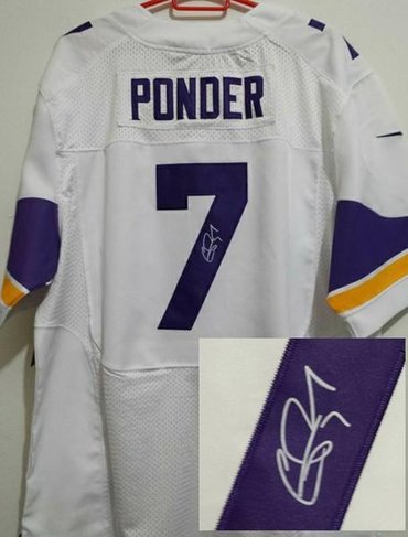 2013 New Minnesota Vikings #7 Christian Ponder White Jerseys(Signed Elite) 2013 New Minnesota Vikings #7 Christian Ponder White Jerseys(Signed Elite)
