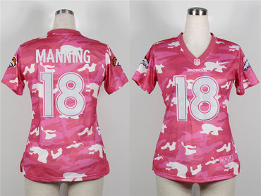 2013N new Denver Broncos 18# Peyton Manning Women's Fashion Jersey-New Pink Camo