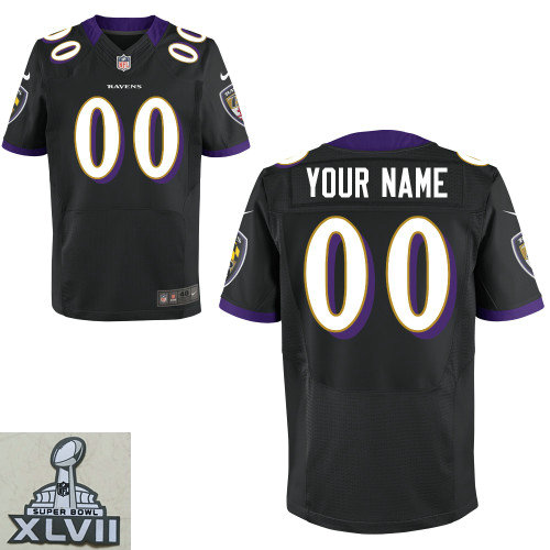 2013 Super Bowl XLVII Men's NEW Baltimore Ravens Customized Black Jerseys(Elite)