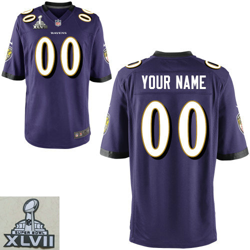 2013 Super Bowl XLVII Men's NEW Baltimore Ravens Customized purple Jerseys(Game)