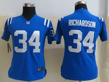 2013 Women NFL NEW Indianapolis Colts 34 Trent Richardson Blue Elite Jerseys