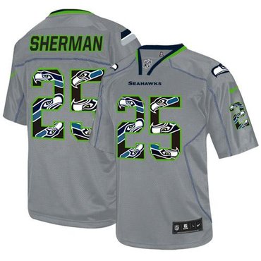 2014 NEW Seattle Seahawks #25 Richard Sherman New Lights Out Grey NFL Elite Jersey 2014 NEW Seattle Seahawks #25 Richard Sherman New Lights Out Grey NFL Elite Jersey