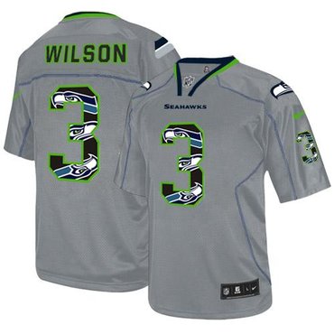 2014 NEW Seattle Seahawks #3 Russell Wilson New Lights Out Grey NFL Elite Jersey 2014 NEW Seattle Seahawks #3 Russell Wilson New Lights Out Grey NFL Elite Jersey