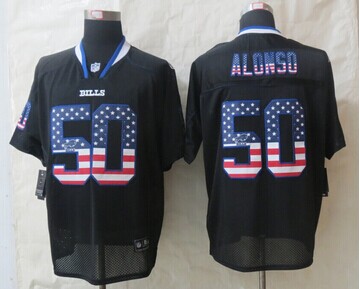 2014 New Buffalo Bills 50 Alonso USA Flag Fashion Black Elite Jersey 2014 New Buffalo Bills 50 Alonso USA Flag Fashion Black Elite Jersey