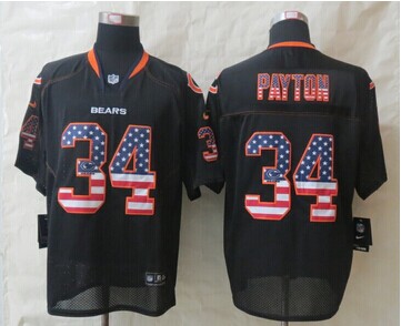 2014 New Chicago Bears 34 Payton USA Flag Fashion Black Elite Jerseys 2014 New Chicago Bears 34 Payton USA Flag Fashion Black Elite Jerseys