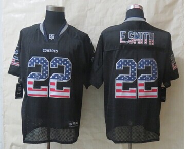 2014 New Dallas cowboys 22 E.Smith USA Flag Fashion Black Elite Jerseys