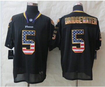 2014 New Minnesota Vikings 5 Bridgewater USA Flag Fashion Black Elite Jerseys 2014 New Minnesota Vikings 5 Bridgewater USA Flag Fashion Black Elite Jerseys