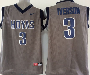 2015 Georgetown Hoyas #3 Allen Iverson Grey Basketball Stitched NCAA Jersey