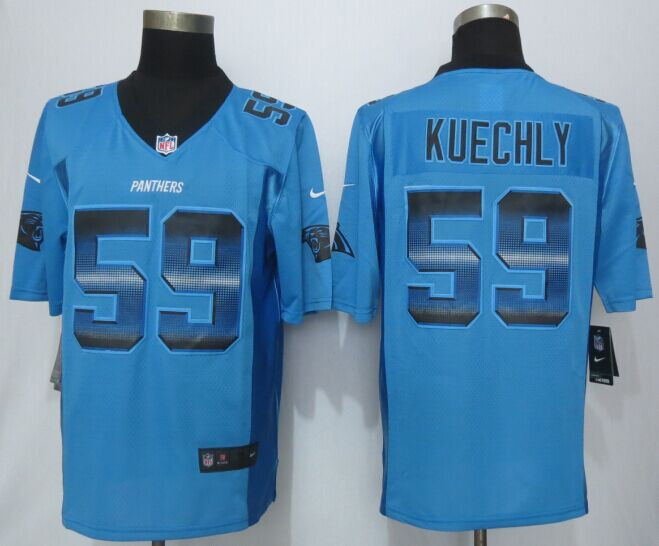 2015 New Carolina Panthers Panthers #59 Luke Kuechly Pro Line Blue Fashion Strobe Jersey
