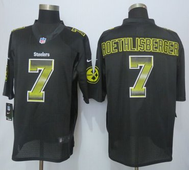 2015 New New Pittsburgh Steelers #7 Roethlisberger Black Strobe Limited Jersey