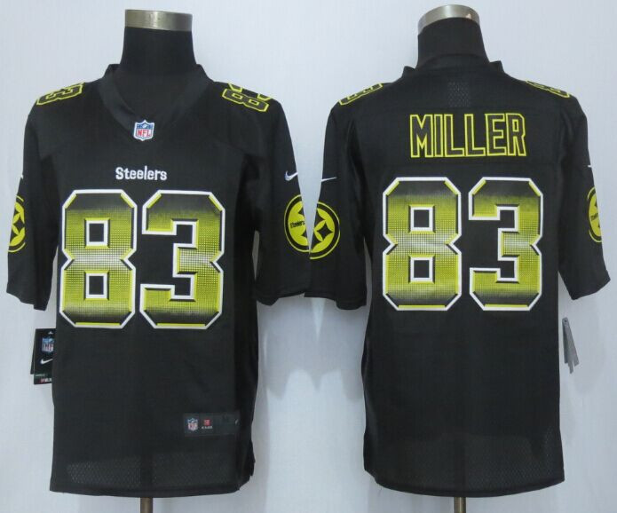 2015 New New Pittsburgh Steelers #83 Heath Miller Black Strobe Limited Jersey