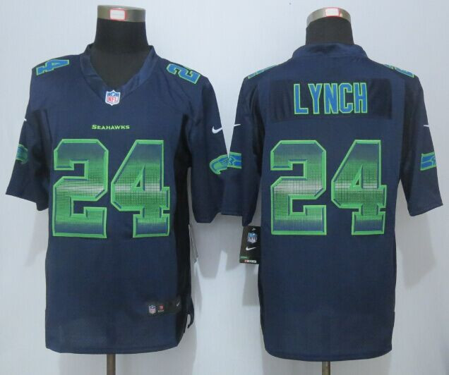 2015 New New Seattle Seahawks #24 Marshawn Lynch Navy Blue Strobe Limited Jersey 2015 New New Seattle Seahawks #24 Marshawn Lynch Navy Blue Strobe Limited Jersey