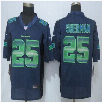 2015 New Seattle Seahawks #25 Richard Sherman Pro Line Navy Blue Fashion Strobe Jersey 2015 New Seattle Seahawks #25 Richard Sherman Pro Line Navy Blue Fashion Strobe Jersey