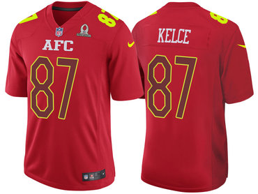 2017 Pro Bowl AFC Kansas City Chiefs 87 Travis Kelce Red Game Jersey 2017 Pro Bowl AFC Kansas City Chiefs 87 Travis Kelce Red Game Jersey