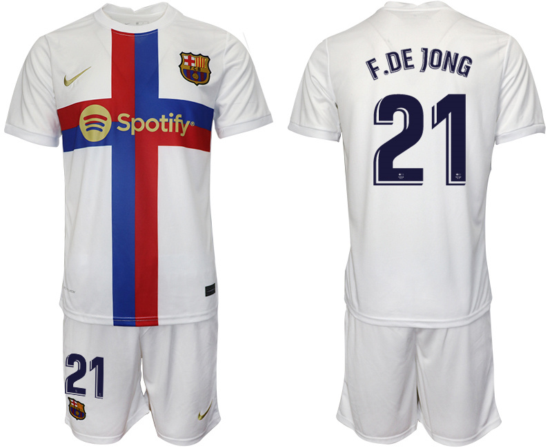2022-23 Men's Barcelona White Away #21 Frenkie De Jong Jersey 2022-23 Men's Barcelona White Away #21 Frenkie De Jong Jersey