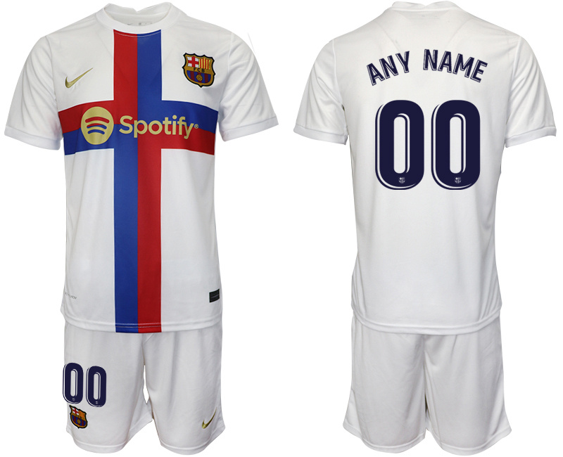 2022-23 Men's Custom Barcelona White Away Jersey 2022-23 Men's Custom Barcelona White Away Jersey