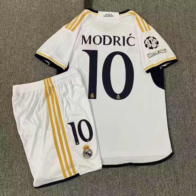 2023-24 Real Madrid 10 Luka Modric Home Soccer Champions Jersey set 2023-24 Real Madrid 10 Luka Modric Home Soccer Champions Jersey set
