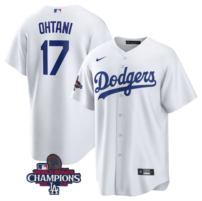 Youth Los Angeles Dodgers #17 Shohei Ohtani White 2024 World Series Champions Cool Base Stitched Baseball Jersey Youth Los Angeles Dodgers #17 Shohei Ohtani White 2024 World Series Champions Cool Base Stitched Baseball Jersey