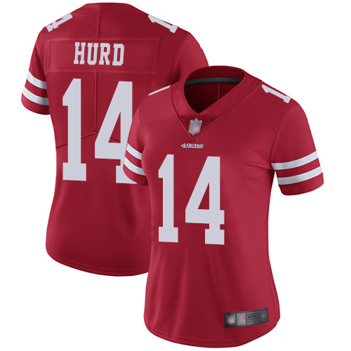 49ers #14 Jalen Hurd Red Team Color Women's Stitched Football Vapor Untouchable Limited Jersey 49ers #14 Jalen Hurd Red Team Color Women's Stitched Football Vapor Untouchable Limited Jersey