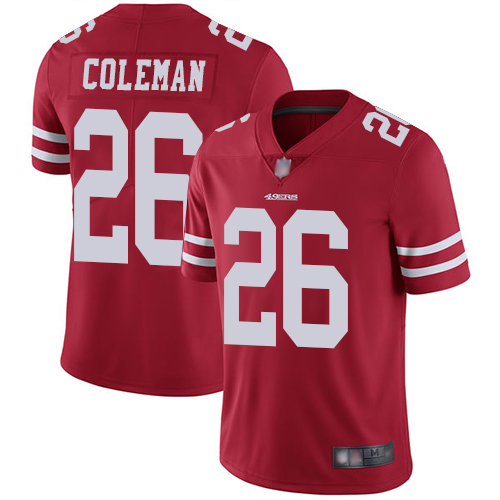 49ers #26 Tevin Coleman Red Team Color Youth Stitched Football Vapor Untouchable Limited Jersey 49ers #26 Tevin Coleman Red Team Color Youth Stitched Football Vapor Untouchable Limited Jersey