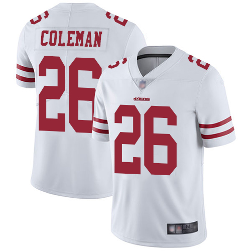 49ers #26 Tevin Coleman White Youth Stitched Football Vapor Untouchable Limited Jersey 49ers #26 Tevin Coleman White Youth Stitched Football Vapor Untouchable Limited Jersey