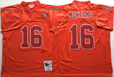 49ers 16 Joe Montana Red Throwback Jersey