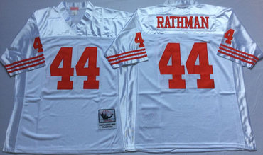 49ers 44 Tom Rathman White Throwback Jersey
