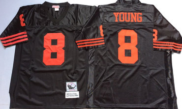 49ers 8 Steve Young Black Throwback Jersey