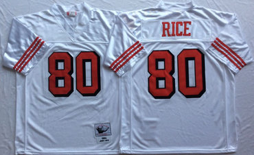 49ers 80 Jerry Rice White 75th Throwback Jersey