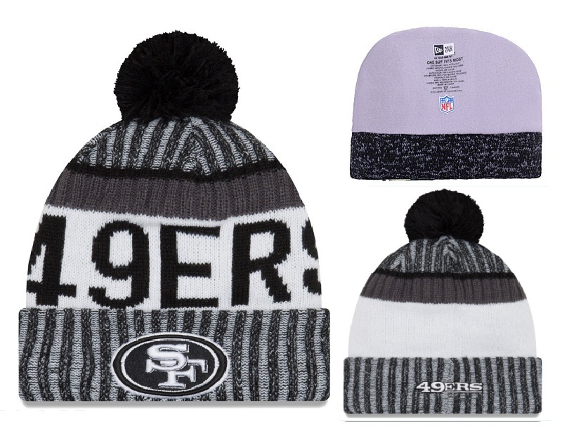 49ers Big Logo Black Pom Knit Hat YD