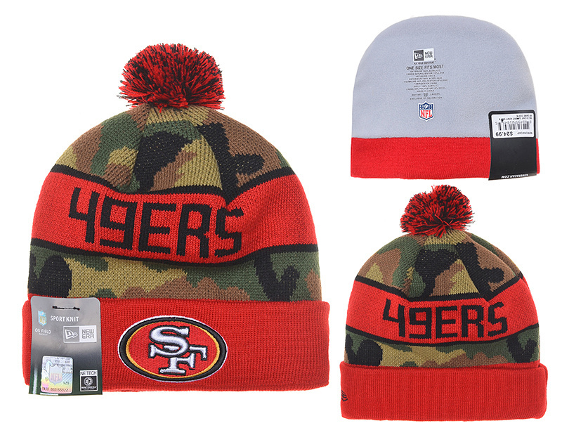 49ers Fresh Logo Camo Pom Knit Hat YD
