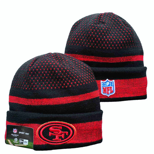 49ers Team Logo Black And Red Knit Hat YD