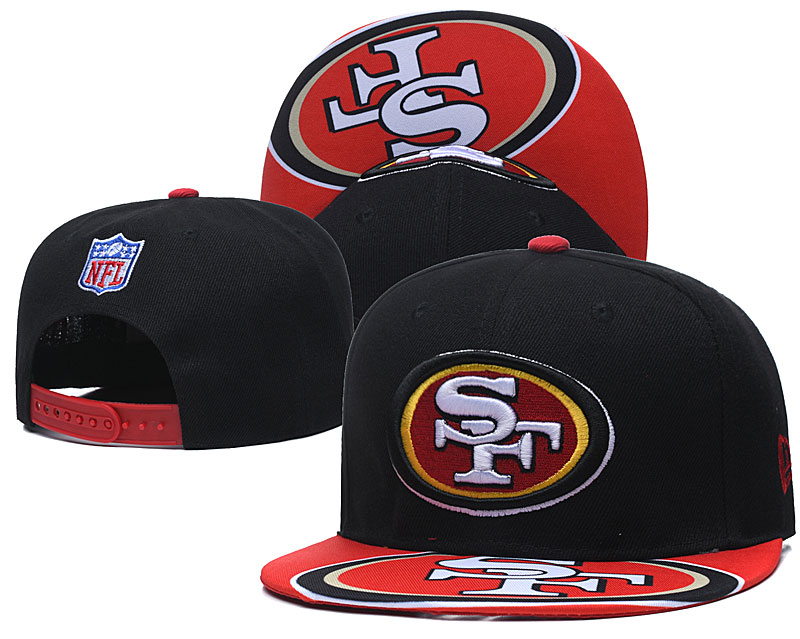 49ers Team Logo Black Red Adjustable Hat TX