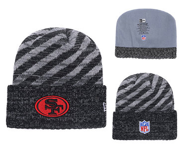 49ers Team Logo Black Stripe Cuffed Knit Hat YD