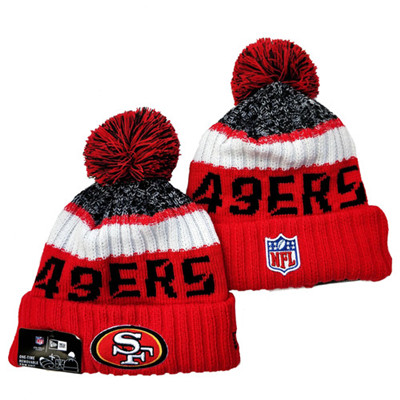 49ers Team Logo Red Pom Knit Hat YD