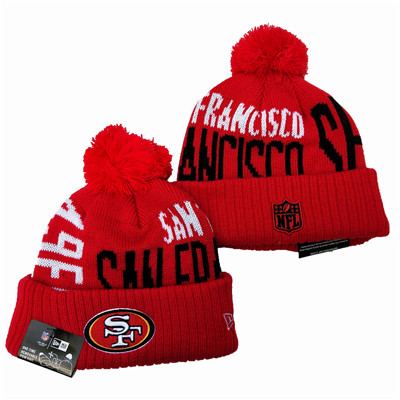 49ers Team Logo Red Pom Knit Hat YD