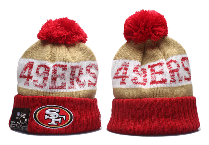 49ers Team Logo Red Pom Knit Hat YP 1