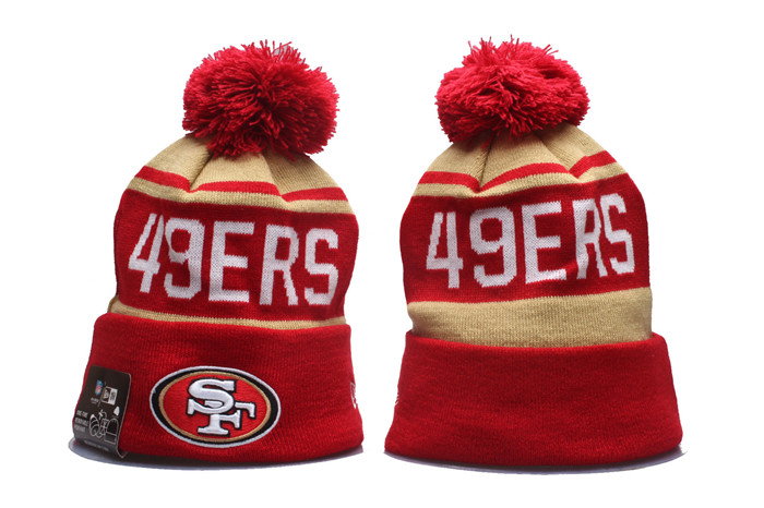 49ers Team Logo Red Pom red Knit Hat YP