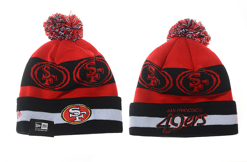 49ers Team Logos Red Pom Knit Hat YD
