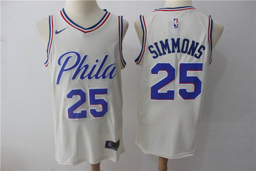 76ers 25 Ben Simmons Cream Nike City Edition Swingman Jersey