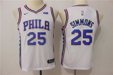 76ers 25 Ben Simmons White Youth Nike Swingman Jersey